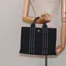 HERMES Fourre Tout PM Hand Bag Canvas Black Gray Silver Auth bs25218-20