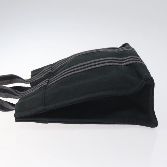 HERMES Fourre Tout PM Hand Bag Canvas Black Gray Silver Auth bs25218