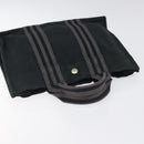 HERMES Fourre Tout PM Hand Bag Canvas Black Gray Silver Auth bs25218-6