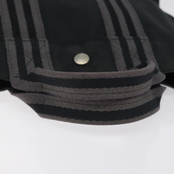 HERMES Fourre Tout PM Hand Bag Canvas Black Gray Silver Auth bs25218