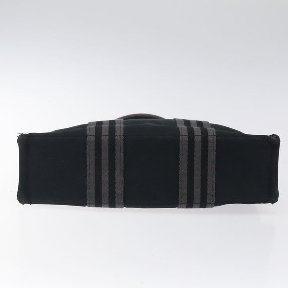 HERMES Fourre Tout PM Hand Bag Canvas Black Gray Silver Auth bs25218