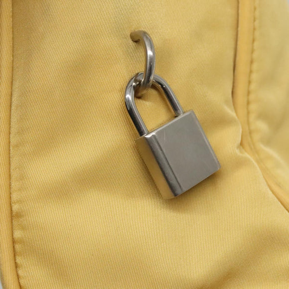 PRADA Hand Bag Nylon Yellow Silver Auth bs25222