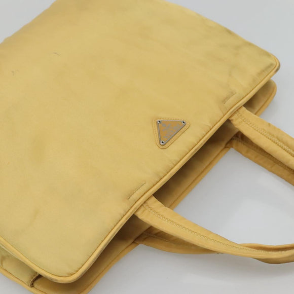 PRADA Hand Bag Nylon Yellow Silver Auth bs25222