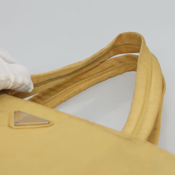 PRADA Hand Bag Nylon Yellow Silver Auth bs25222