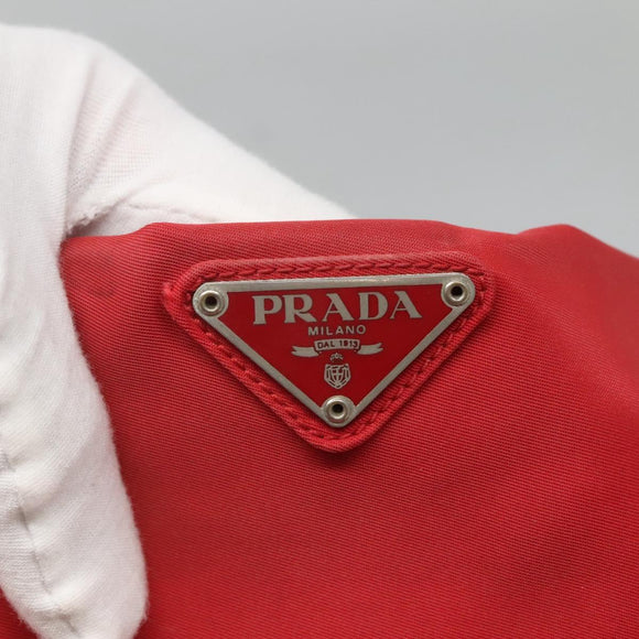 PRADA Shoulder Bag Nylon Red Silver Auth bs25223