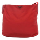 PRADA Shoulder Bag Nylon Red Silver Auth bs25223-13