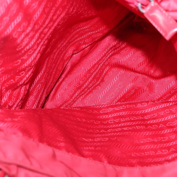 PRADA Shoulder Bag Nylon Red Silver Auth bs25223