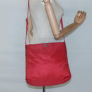 PRADA Shoulder Bag Nylon Red Silver Auth bs25223-24