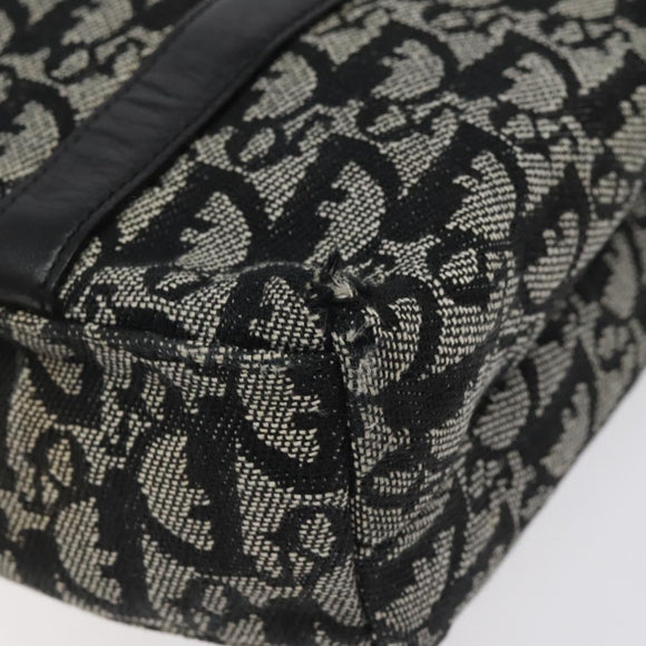 Christian Dior Trotter Canvas Hand Bag Black Silver Auth bs25227
