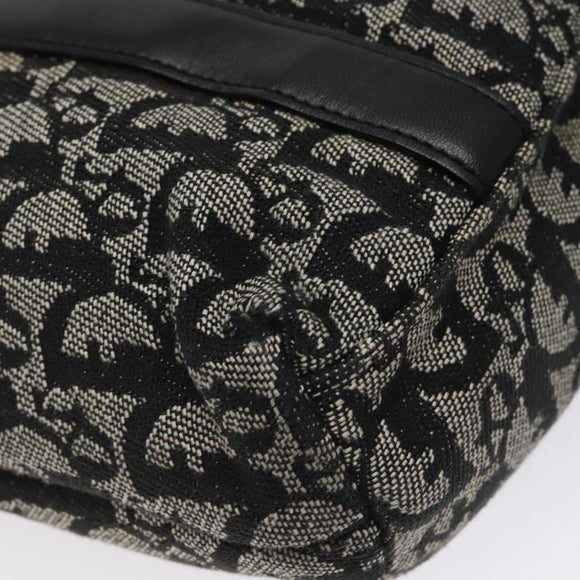 Christian Dior Trotter Canvas Hand Bag Black Silver Auth bs25227