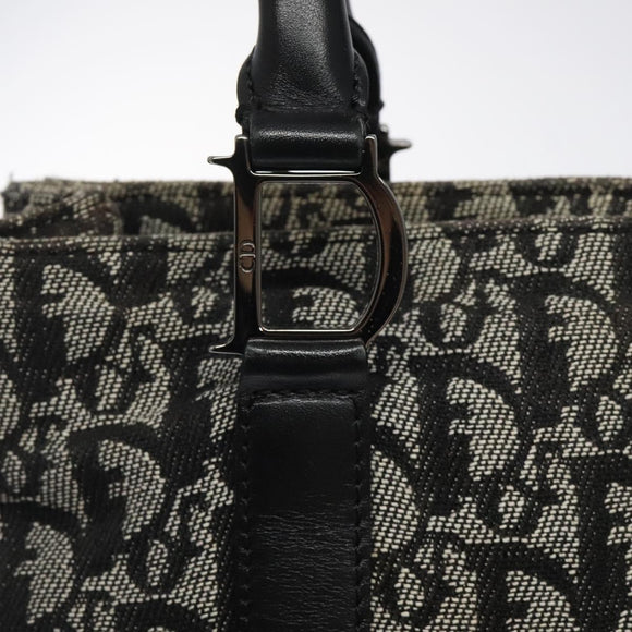 Christian Dior Trotter Canvas Hand Bag Black Silver Auth bs25227
