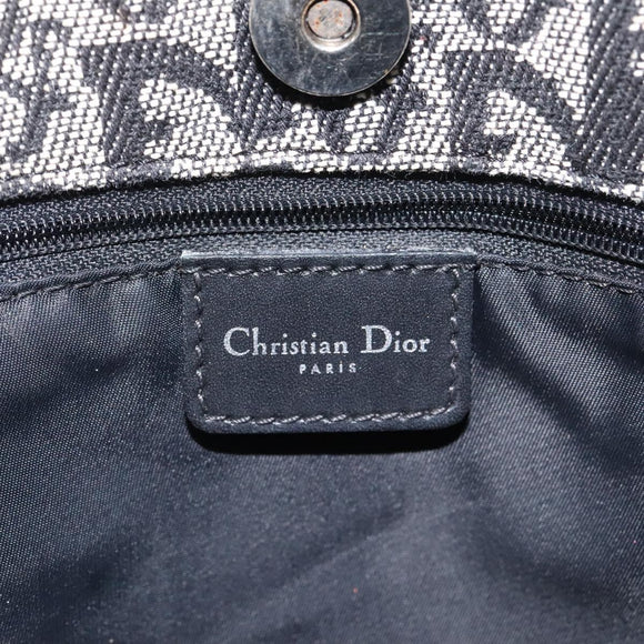 Christian Dior Trotter Canvas Hand Bag Black Silver Auth bs25227