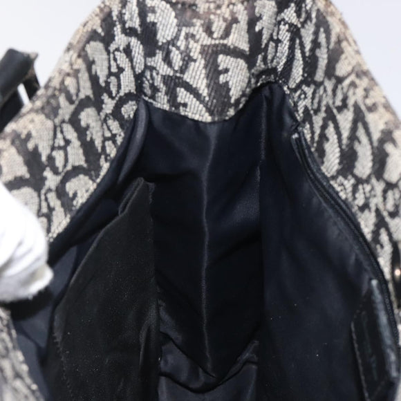 Christian Dior Trotter Canvas Hand Bag Black Silver Auth bs25227