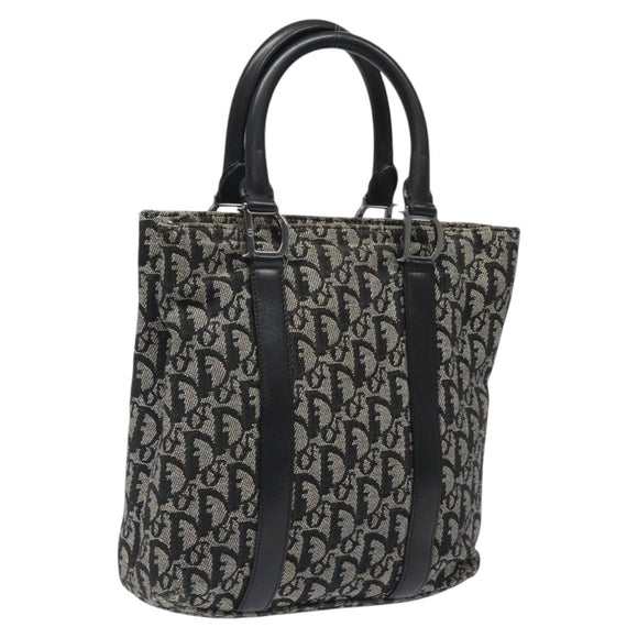 Christian Dior Trotter Canvas Hand Bag Black Silver Auth bs25227