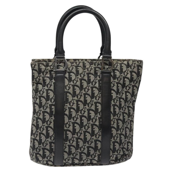Christian Dior Trotter Canvas Hand Bag Black Silver Auth bs25227