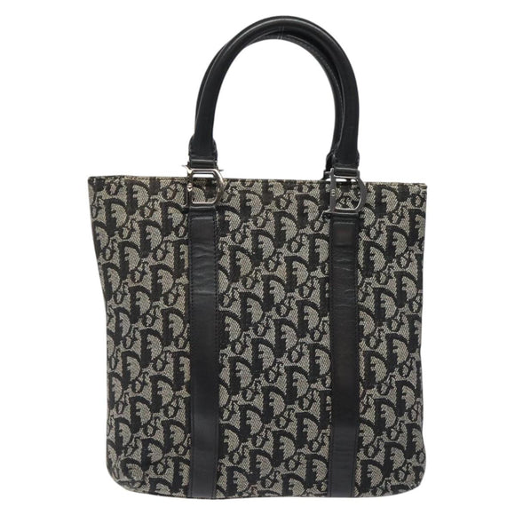 Christian Dior Trotter Canvas Hand Bag Black Silver Auth bs25227
