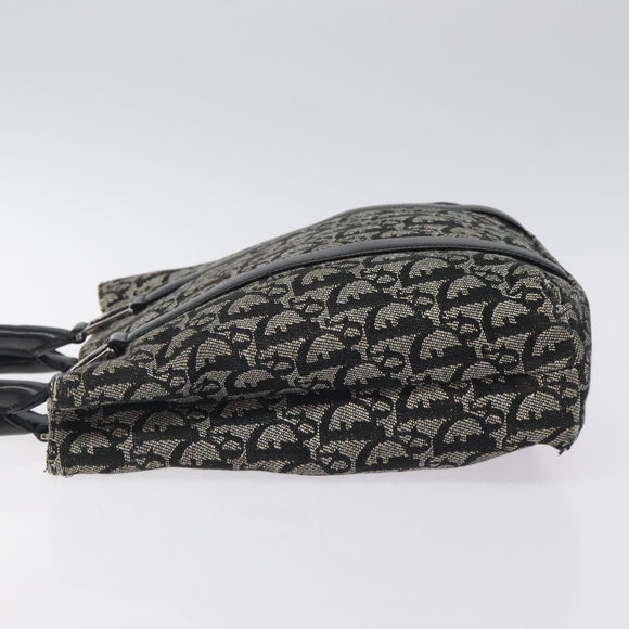 Christian Dior Trotter Canvas Hand Bag Black Silver Auth bs25227