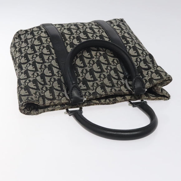 Christian Dior Trotter Canvas Hand Bag Black Silver Auth bs25227