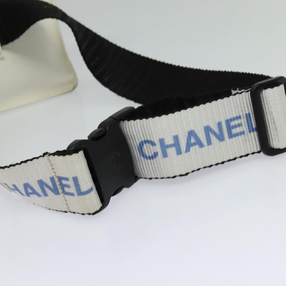 CHANEL Waist Bag Nylon White CC Auth bs25229