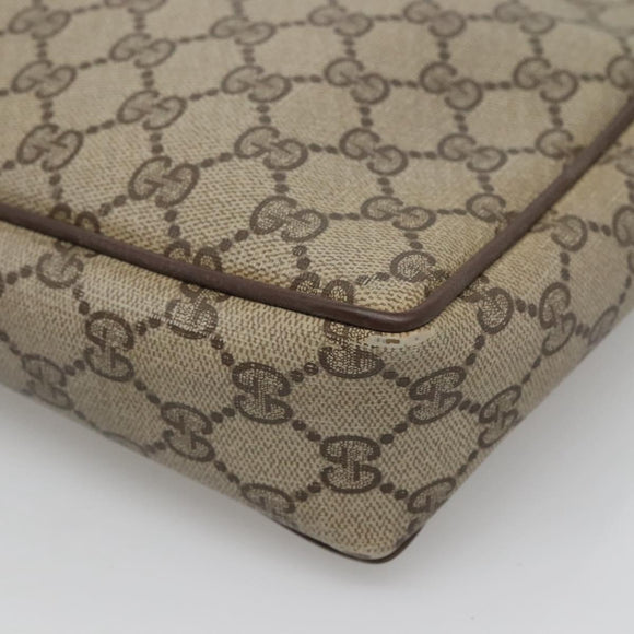 GUCCI GG Supreme Clutch Bag PVC Leather Beige Gold 156 01 053 Auth bs25246