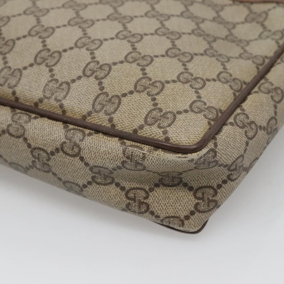 GUCCI GG Supreme Clutch Bag PVC Leather Beige Gold 156 01 053 Auth bs25246