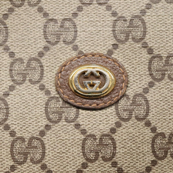GUCCI GG Supreme Clutch Bag PVC Leather Beige Gold 156 01 053 Auth bs25246
