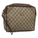 GUCCI GG Supreme Clutch Bag PVC Leather Beige Gold 156 01 053 Auth bs25246-1