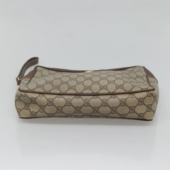 GUCCI GG Supreme Clutch Bag PVC Leather Beige Gold 156 01 053 Auth bs25246