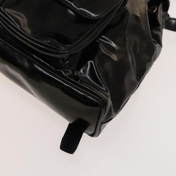 GUCCI Bamboo Backpack Enamel Black Gold 003 1705 0030 Auth bs25250