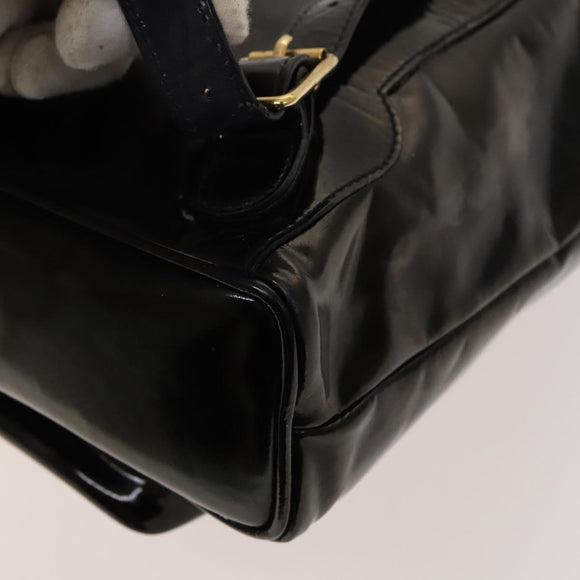 GUCCI Bamboo Backpack Enamel Black Gold 003 1705 0030 Auth bs25250