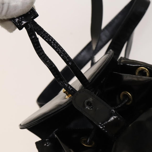 GUCCI Bamboo Backpack Enamel Black Gold 003 1705 0030 Auth bs25250