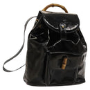 GUCCI Bamboo Backpack Enamel Black Gold 003 1705 0030 Auth bs25250-1