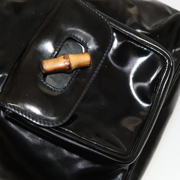 GUCCI Bamboo Backpack Enamel Black Gold 003 1705 0030 Auth bs25250