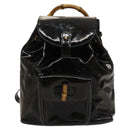 GUCCI Bamboo Backpack Enamel Black Gold 003 1705 0030 Auth bs25250-13
