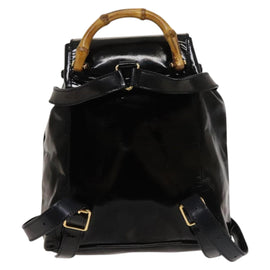GUCCI Bamboo Backpack Enamel Black Gold 003 1705 0030 Auth bs25250 - 0