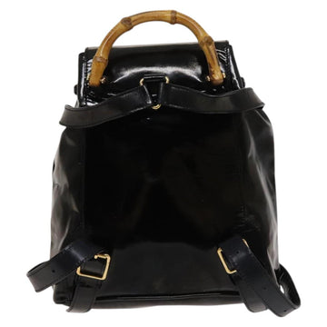 GUCCI Bamboo Backpack Enamel Black Gold 003 1705 0030 Auth bs25250 - 0