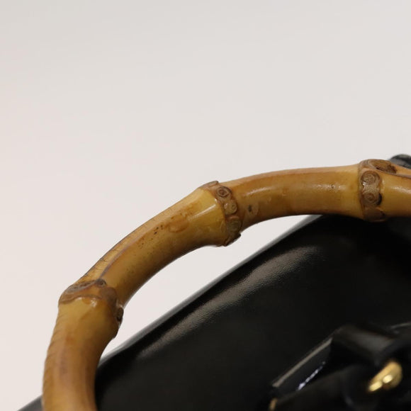 GUCCI Bamboo Backpack Enamel Black Gold 003 1705 0030 Auth bs25250