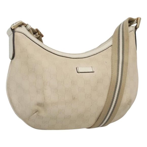 GUCCI GG Canvas Shoulder Bag White Gold 181092 Auth bs25252