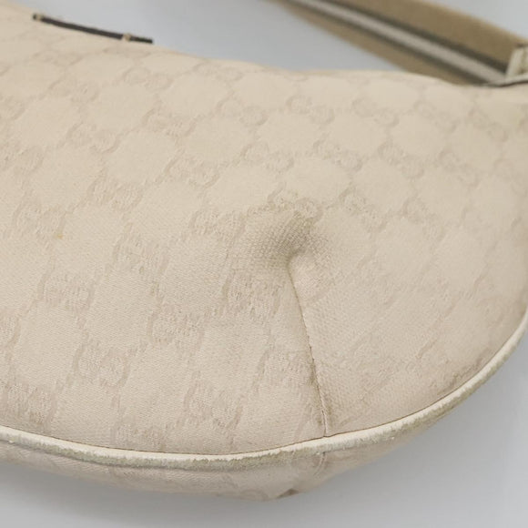 GUCCI GG Canvas Shoulder Bag White Gold 181092 Auth bs25252