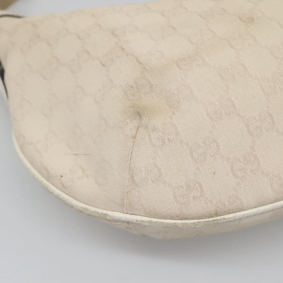 GUCCI GG Canvas Shoulder Bag White Gold 181092 Auth bs25252