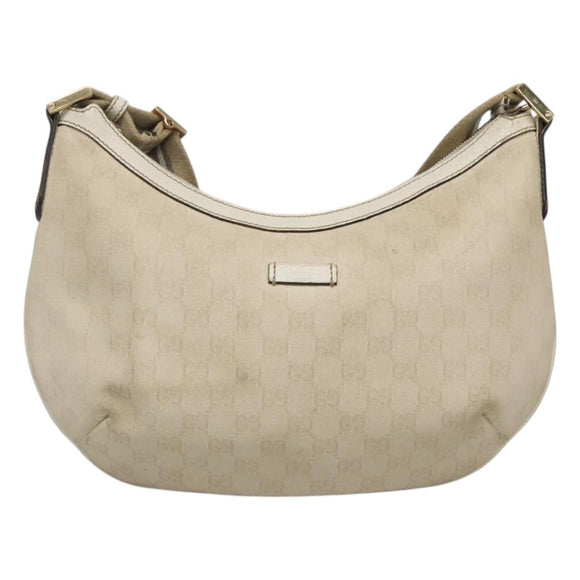 GUCCI GG Canvas Shoulder Bag White Gold 181092 Auth bs25252