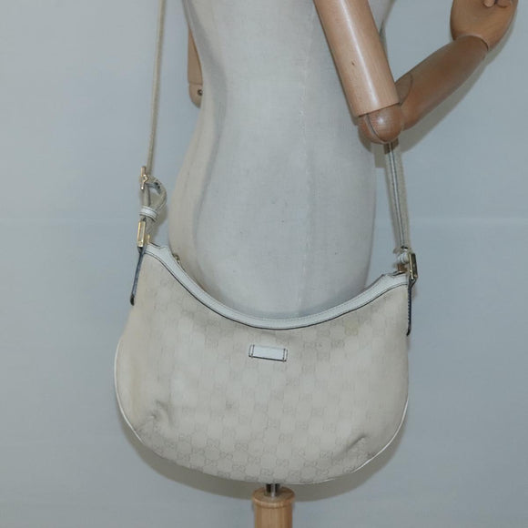 GUCCI GG Canvas Shoulder Bag White Gold 181092 Auth bs25252