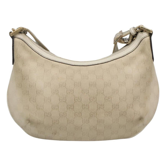 GUCCI GG Canvas Shoulder Bag White Gold 181092 Auth bs25252