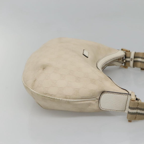 GUCCI GG Canvas Shoulder Bag White Gold 181092 Auth bs25252