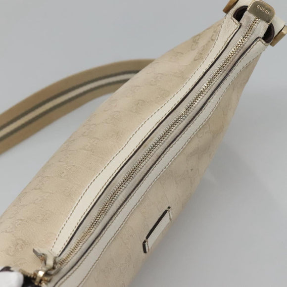 GUCCI GG Canvas Shoulder Bag White Gold 181092 Auth bs25252