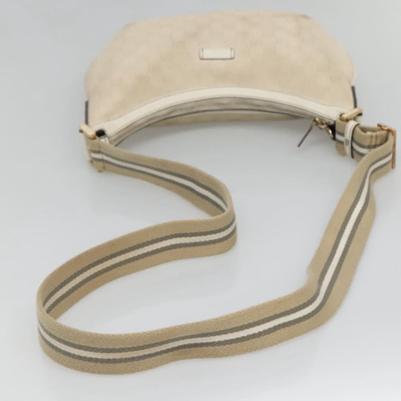 GUCCI GG Canvas Shoulder Bag White Gold 181092 Auth bs25252