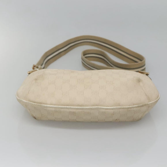 GUCCI GG Canvas Shoulder Bag White Gold 181092 Auth bs25252