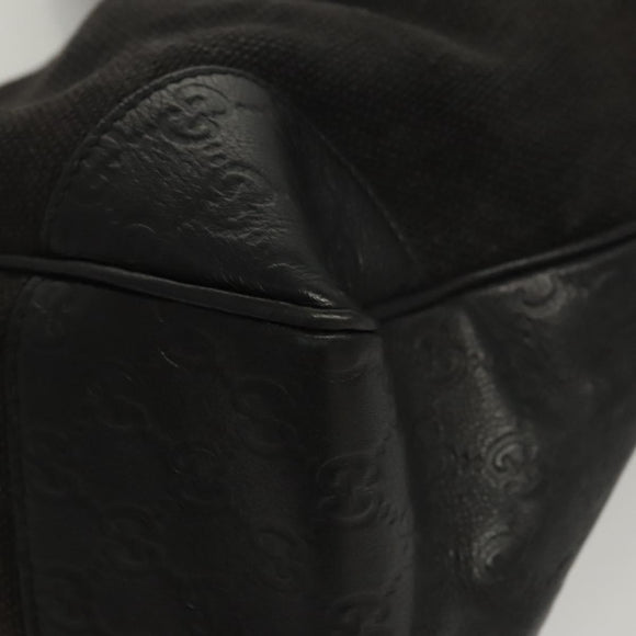 GUCCI Shoulder Bag Canvas Outlet Black Gold 257268 Auth bs25254