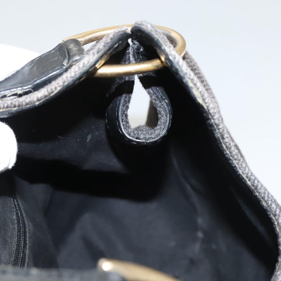 GUCCI Shoulder Bag Canvas Outlet Black Gold 257268 Auth bs25254