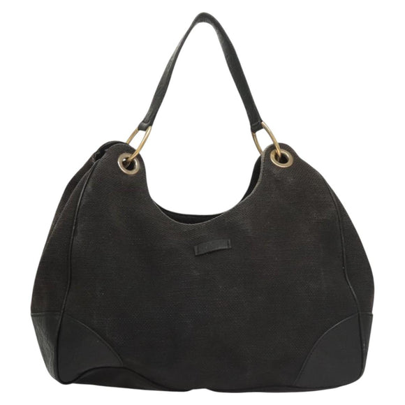 GUCCI Shoulder Bag Canvas Outlet Black Gold 257268 Auth bs25254